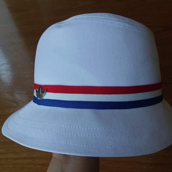 Adidas white cotton fedora hat Medium MED - Picture 2 of 14